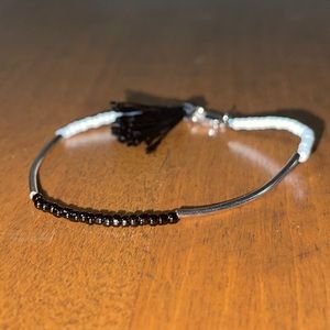 Black white and silver beaded bracelet